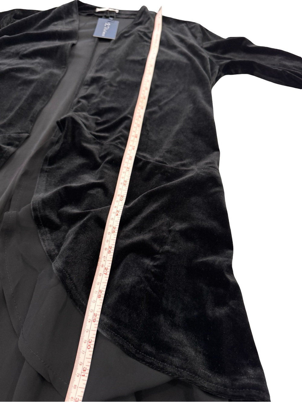 Black Velvet Open-Front Women's Cardigan - Picture 8 of 10